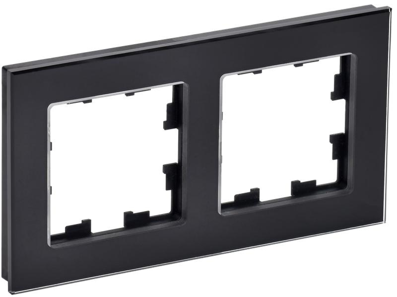 Изображение товара Рамки, декоративные элементы, основания для ЭУИ IEK Рамка 2-м BRITE РУ-2-2-БрЧ стекло черн.