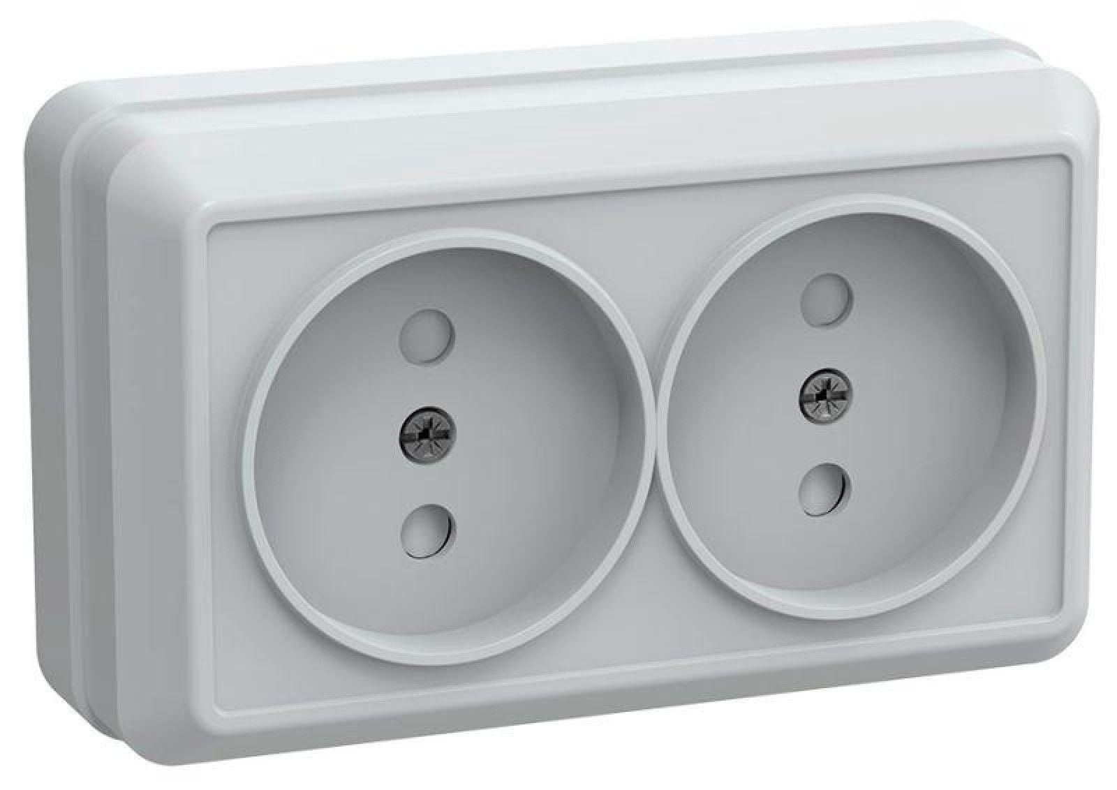 Изображение товара Розетки IEK Розетка 2-м ОП Октава РСш22-2-ОБ 10А IP20 без заземл. защ. шторки бел.