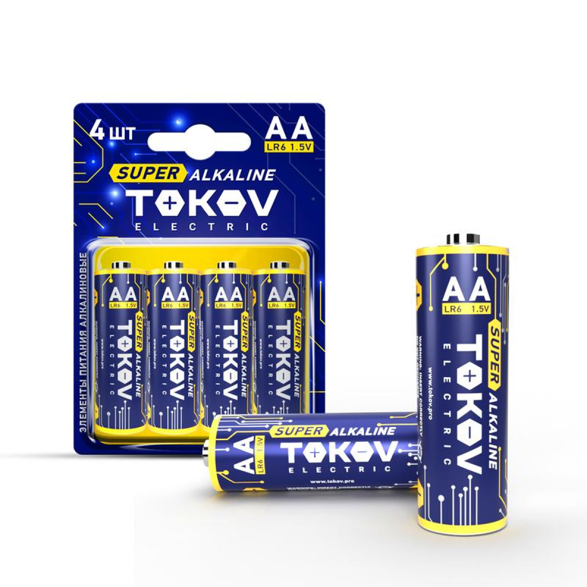 Изображение товара Элемент питания алкалиновый Tokov Electric LR6/AA 4 шт надежные батарейки для бытовых устройств