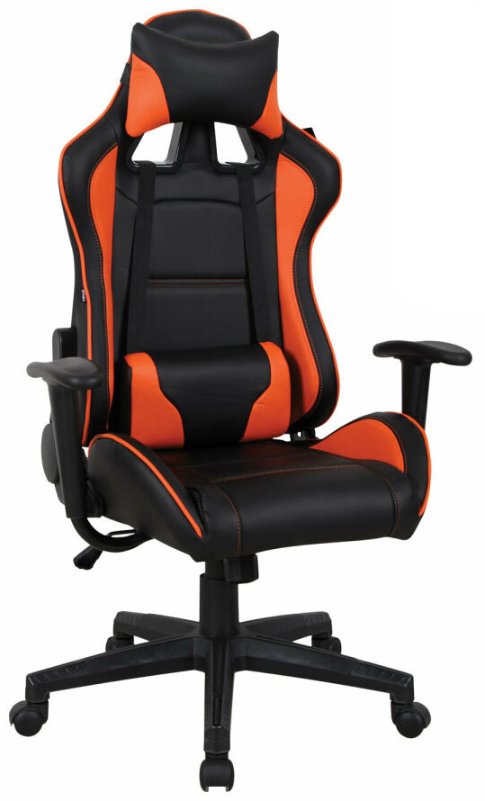 Кресло Brabix ''GT Racer GM-100'', две подушки, экокожа, черное/оранжевое, 531925 кресло компьютерное brabix alpha gm 018 ткань экокожа черное белое 532640 gm 018 532640