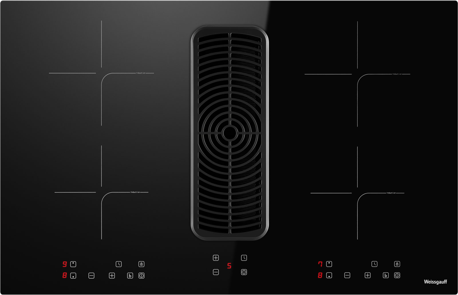Изображение товара Индукционная панель Weissgauff HI 840 Tesla Cross Air со встроенной вытяжкой