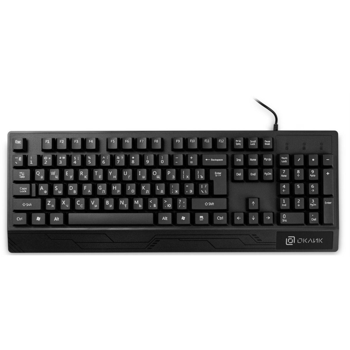 Изображение товара Клавиатура Oklick 115M черная USB с подставкой для запястий