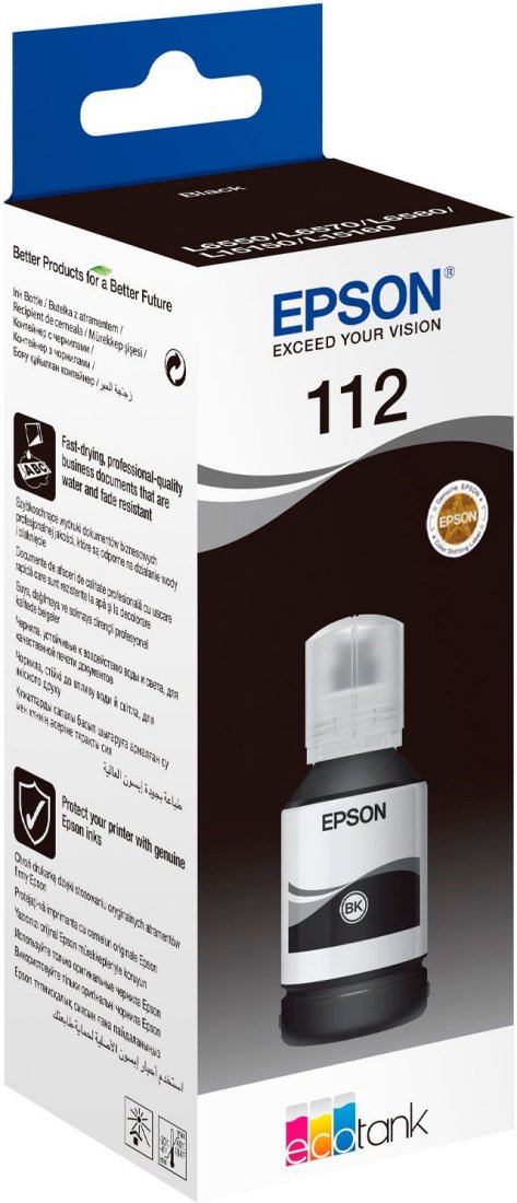 Изображение товара Картридж струйный Epson 112 C13T06C14A черный (7500стр.) (127мл) для L11160/L15150/L15160/L6490/L6550/M15140 Изображение товара Картридж струйный Epson 112 C13T06C14A черный (7500стр.) (127мл) для L11160/L15150/L15160/L6490/L6550/M15140