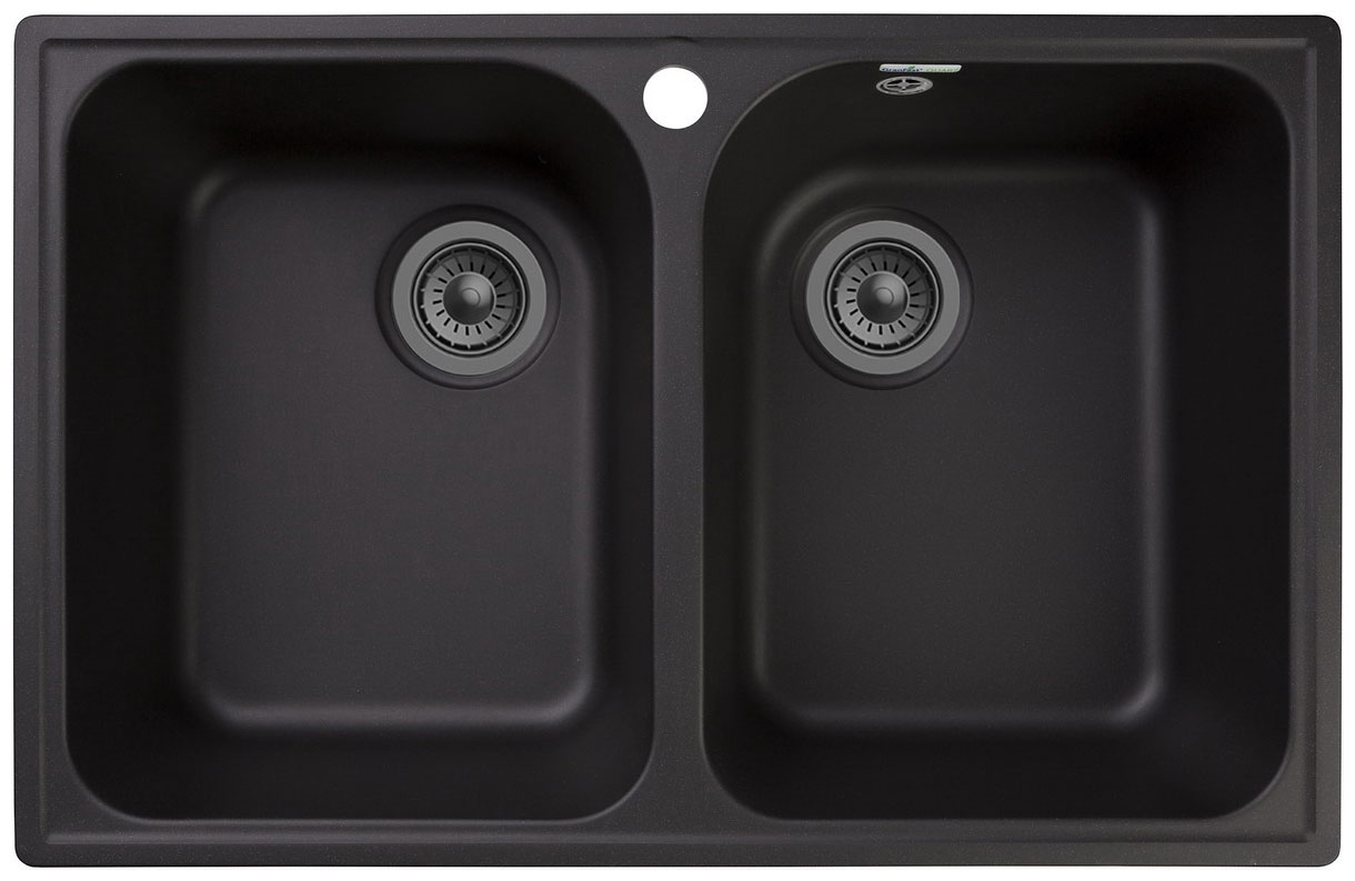 Изображение товара Кухонная мойка GranFest QUARZ GF-Z15 черный с дополнительной чашей
