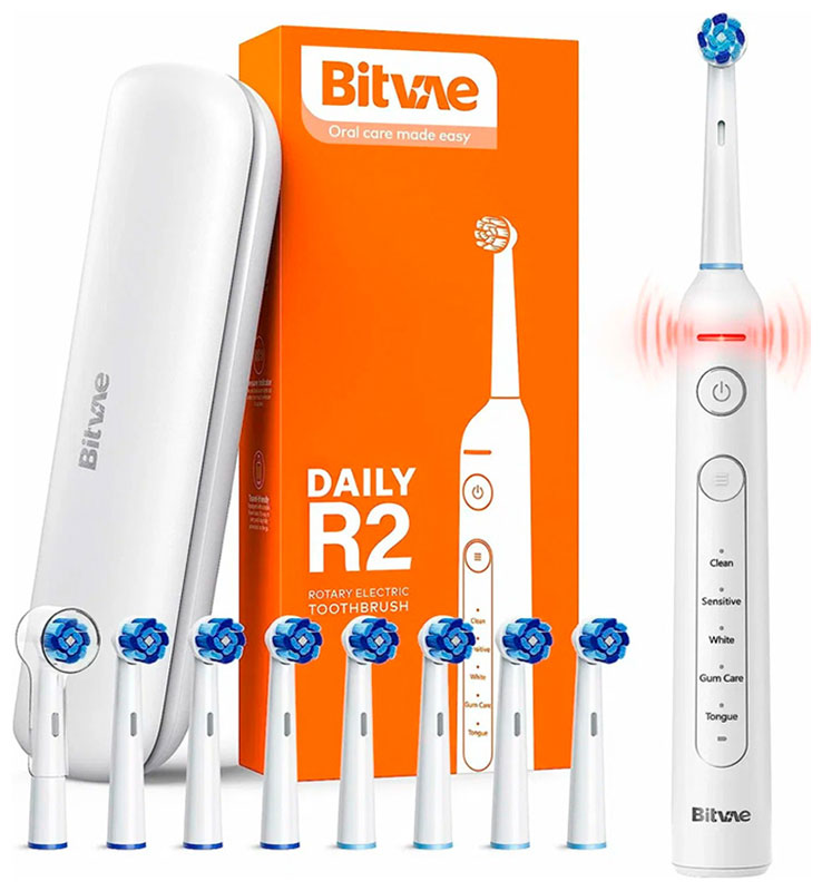 Электрическая зубная щетка Bitvae R2 Rotary E-Toothbrush, R2 GLOBAL, белая