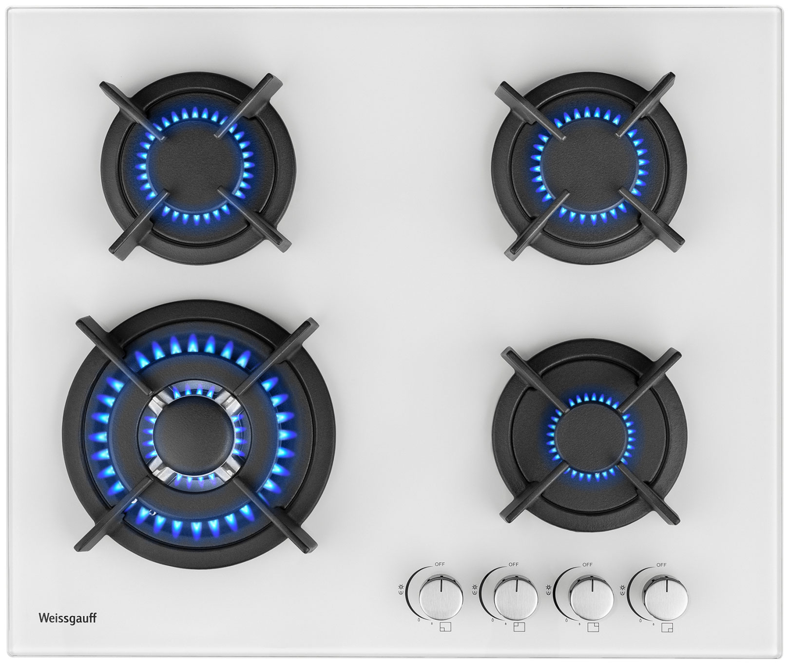 Изображение товара Газовая варочная панель Weissgauff HGG 640 WG Nano Glass 60 см белая с газ-контролем