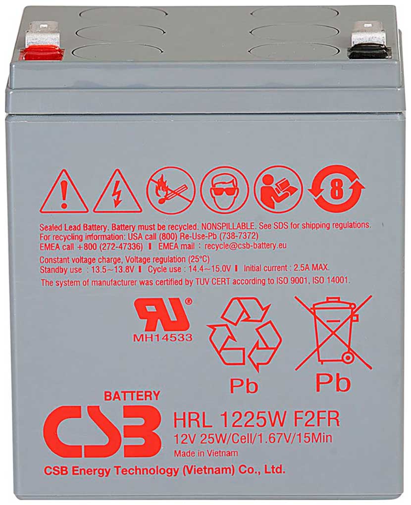 Изображение товара Аккумуляторная батарея для ИБП CSB HRL1225W F2 FR (12В, 6.25Ач)