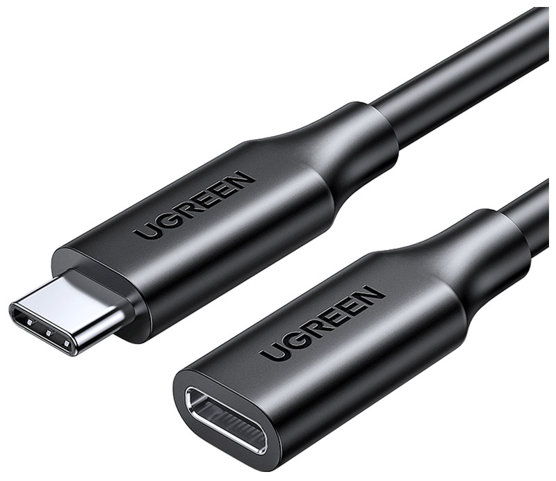

Кабель Ugreen US353 (10387) USB-C/M to USB-C/F Gen2 5A Extension Cable 10Gbps, 1 м., черный
