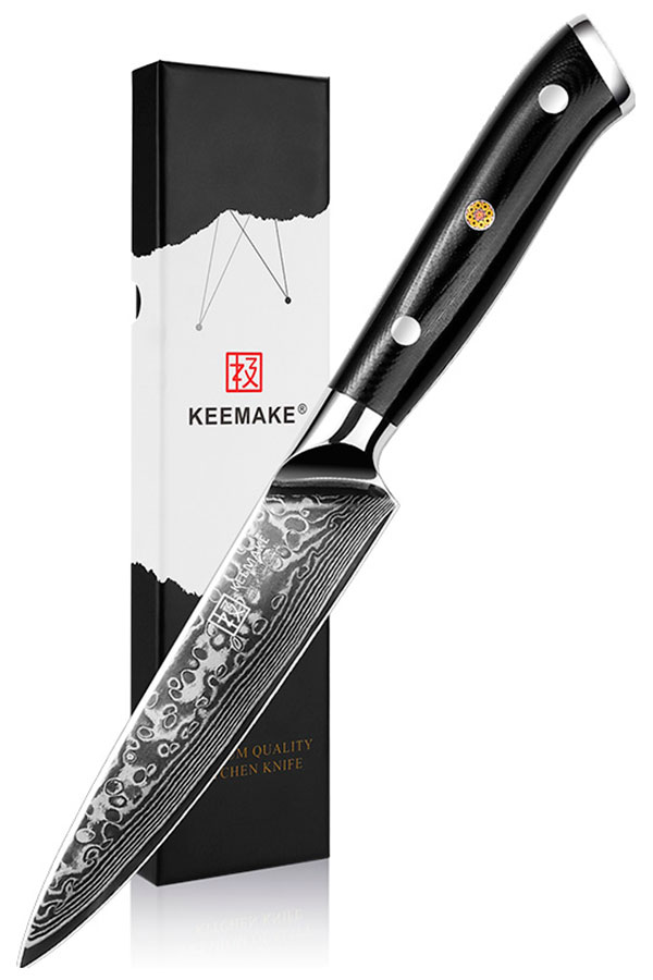Изображение товара Универсальный нож Keemake из дамасской стали 5 дюймов