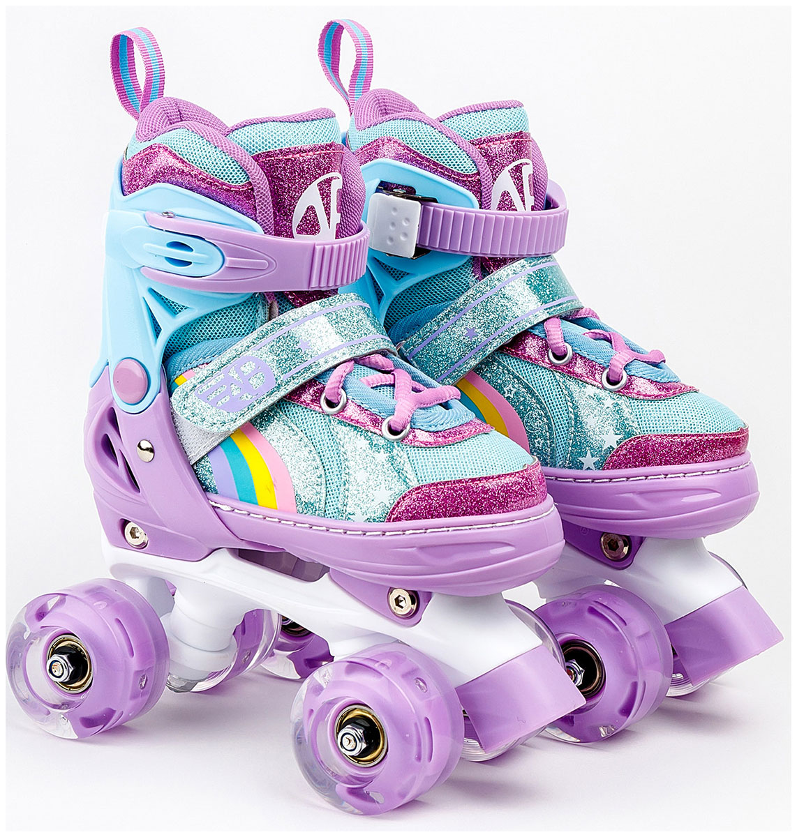 Изображение товара Детские роликовые коньки Amarobaby Ролики Disco раздвижные со светящимися колесами, фиолетовый, размер 34-37