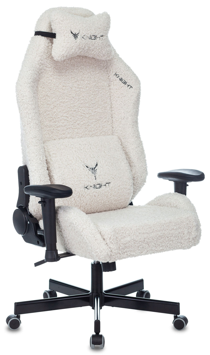 Изображение товара Игровое кресло Knight T1 молочный экомех с подголовником и регулируемыми подлокотниками