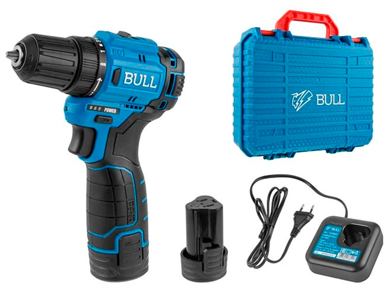

Аккумуляторная дрель-шуруповёрт Bull SR 1203 в кейсе, бесщеточный, 12 В, 37 Нм, 2х2 А*ч акб БЗП 10 мм