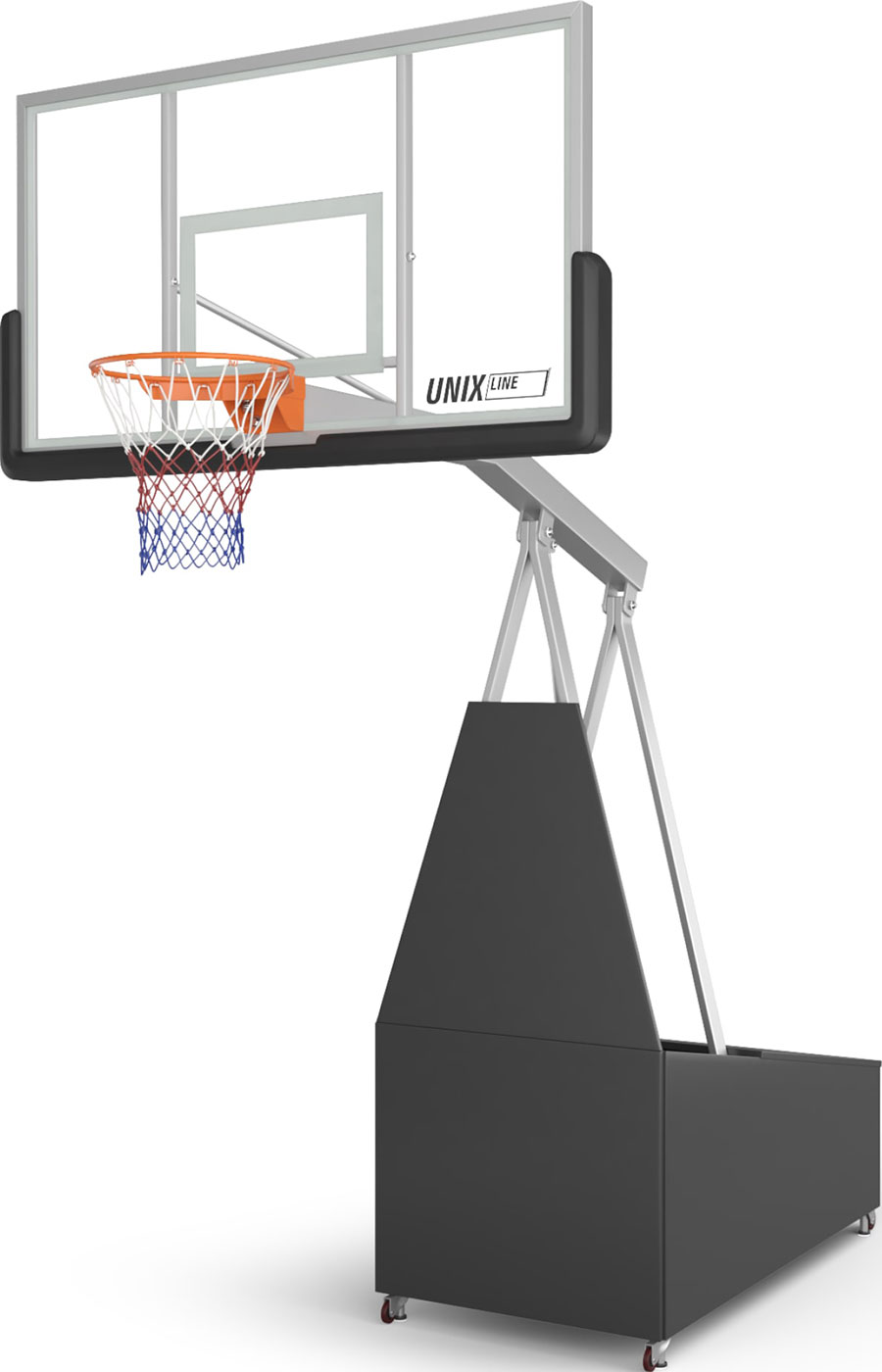 Изображение товара Баскетбольная стойка UNIX Line B-Stand-TG PRO 72x42 см мобильная для улицы и помещения