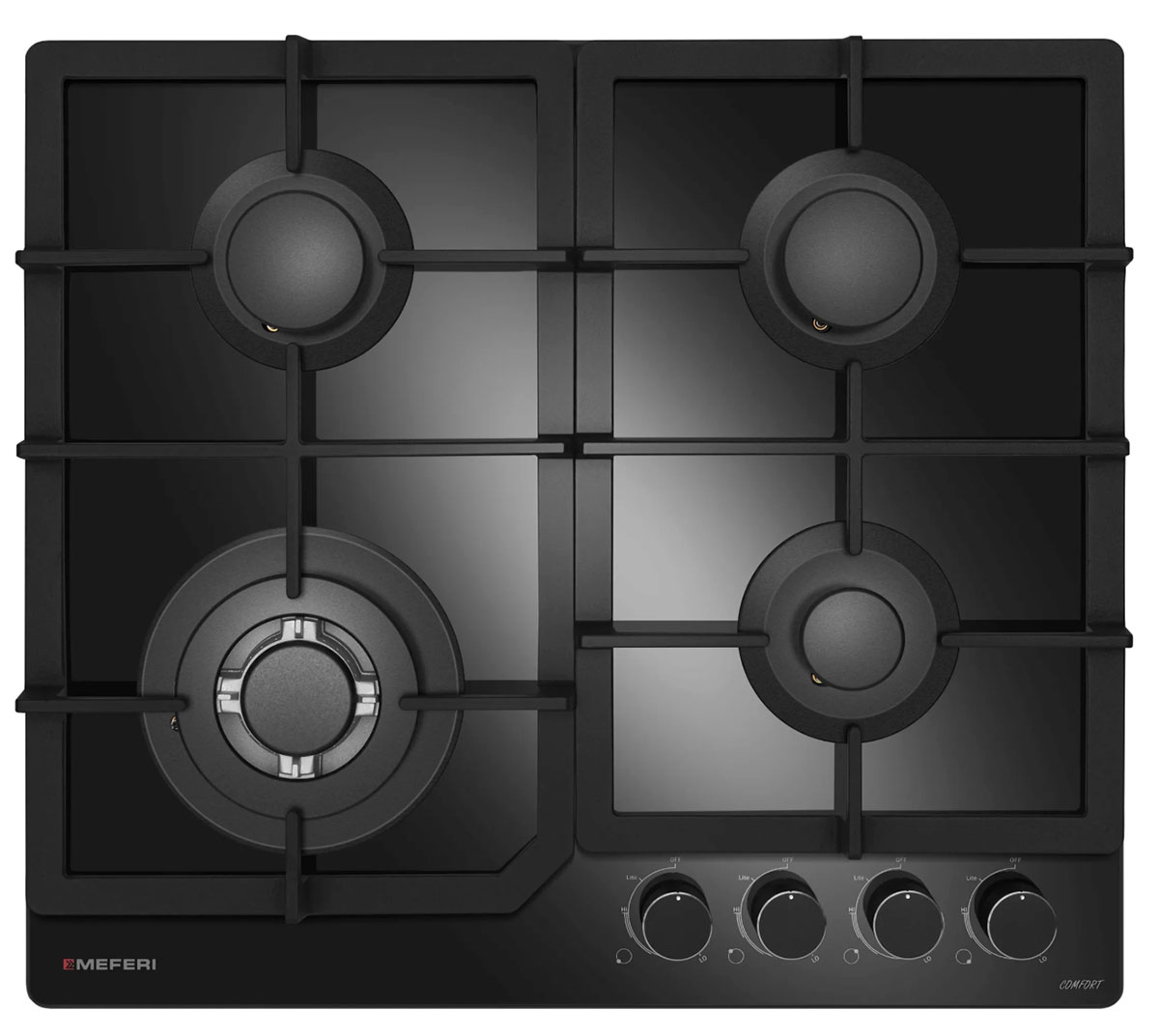 

Газовая варочная панель Meferi MGH604BK GLASS COMFORT, Черный