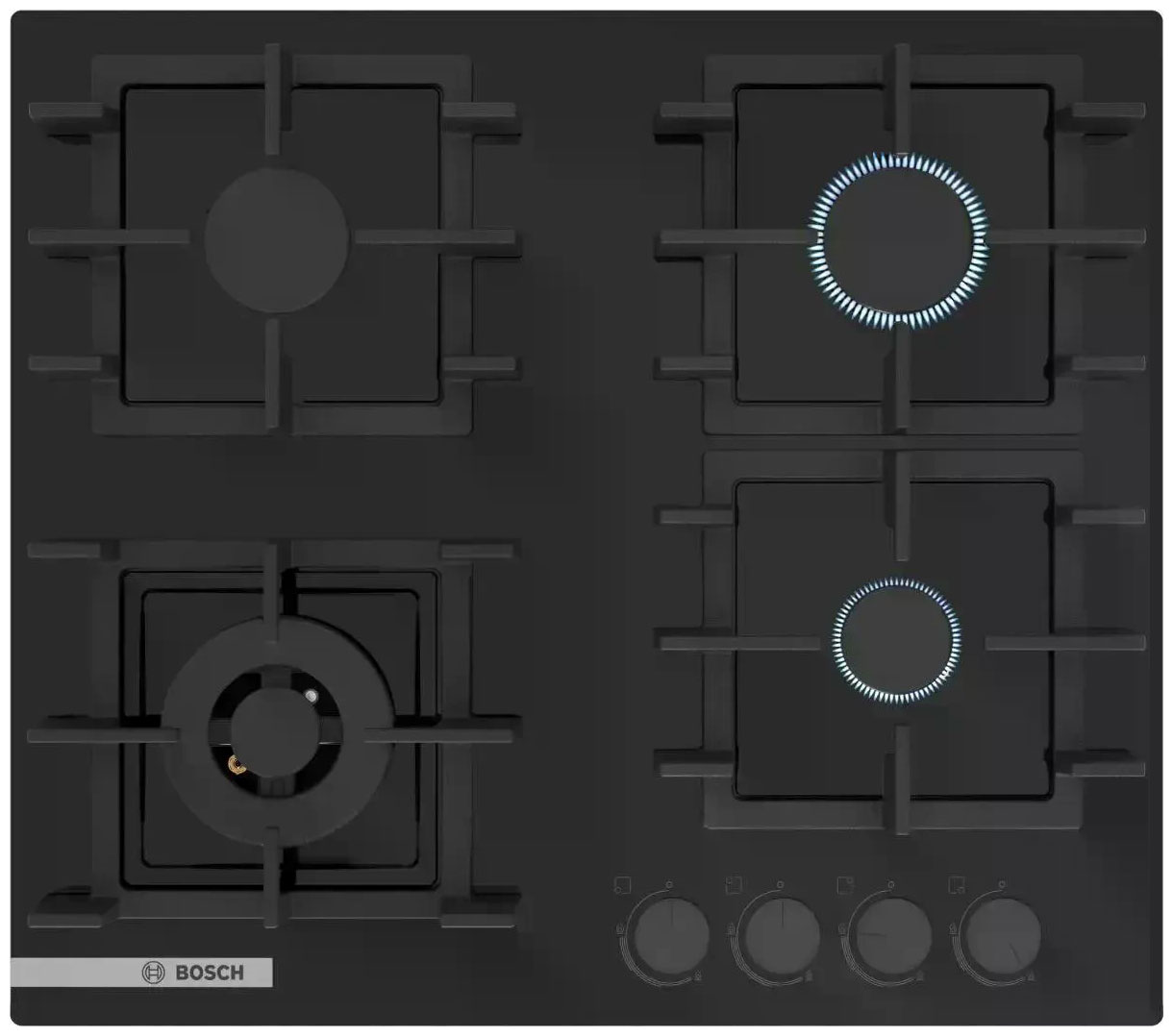 Изображение товара Газовая варочная панель Bosch PNK6B6P40R 4 конфорки закаленное стекло