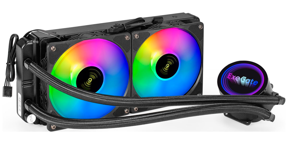 Изображение товара Жидкостное охлаждение ExeGate BlackWater-240V2 PWM RGB для процессоров