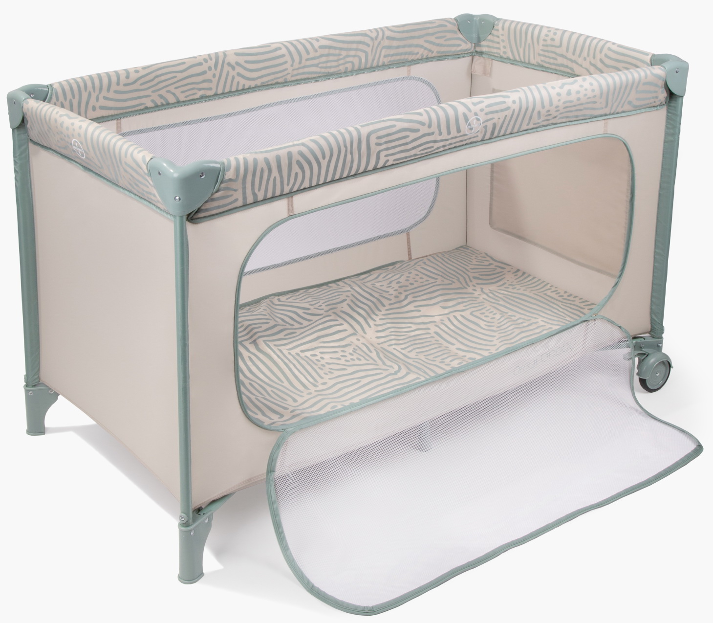 Изображение товара Манеж-кровать Amarobaby SMART 120х60 см бежевый зеленый для детей