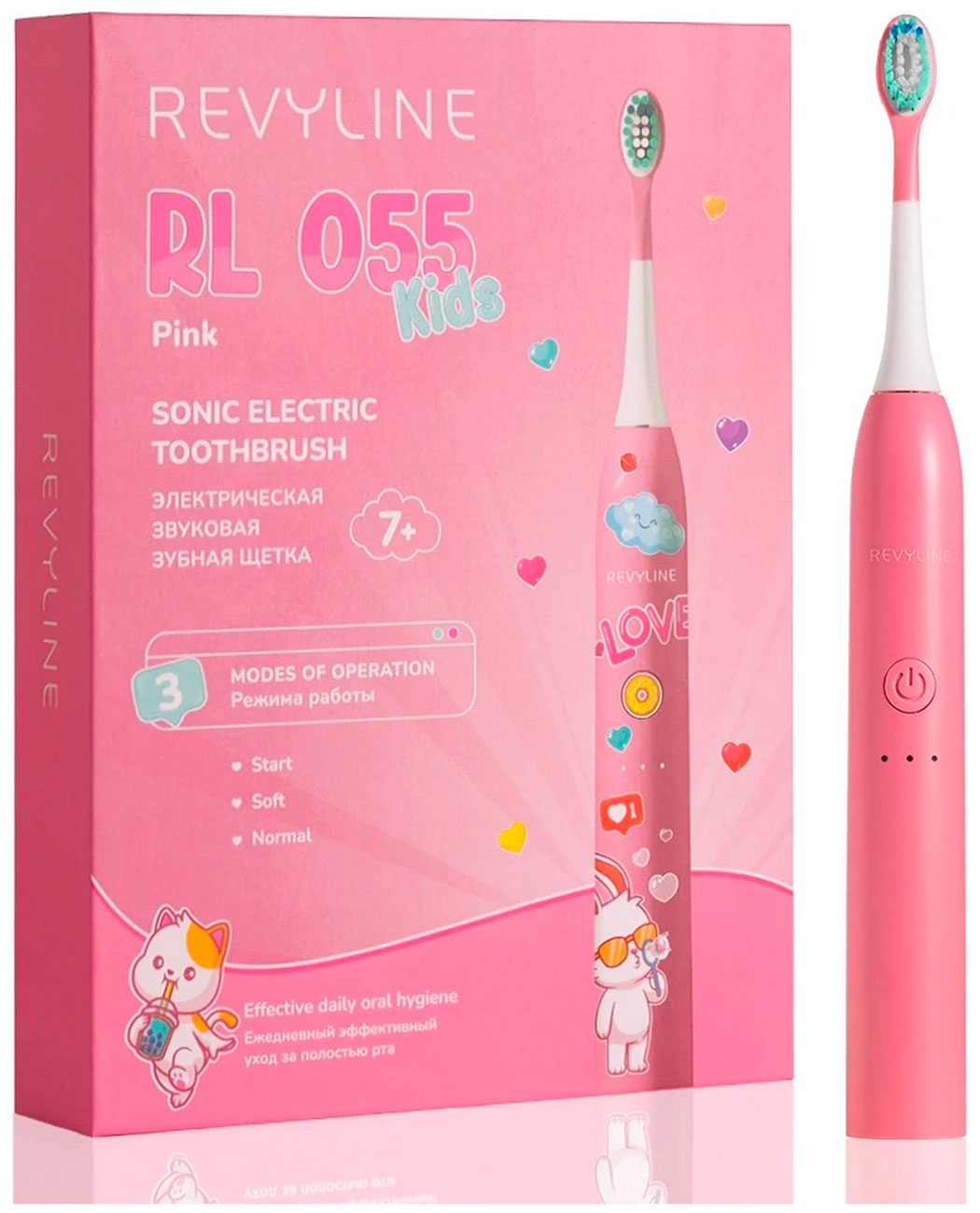Изображение товара Детская электрическая зубная щетка Revyline RL 055 Kids, Pink