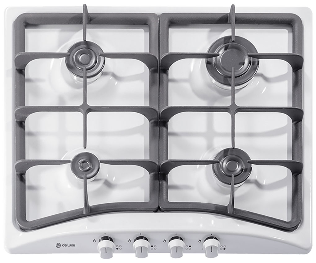 Изображение товара Газовая варочная панель De luxe 5840.00 гмв - 054ЧР белая эмаль 4 конфорки