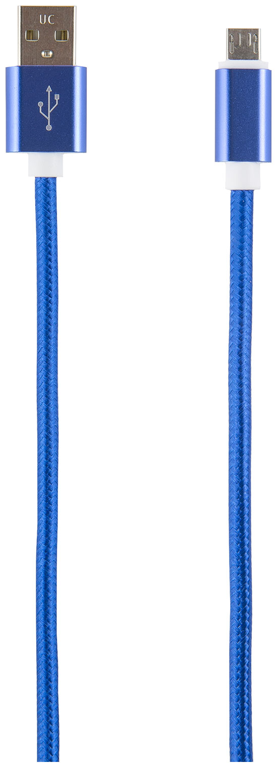 Кабель Red Line USB-micro USB (2 метра) нейлоновая оплетка, синий кабель для зарядки hoco u14 серый usb на micro usb 1 2 метра с индикатором п