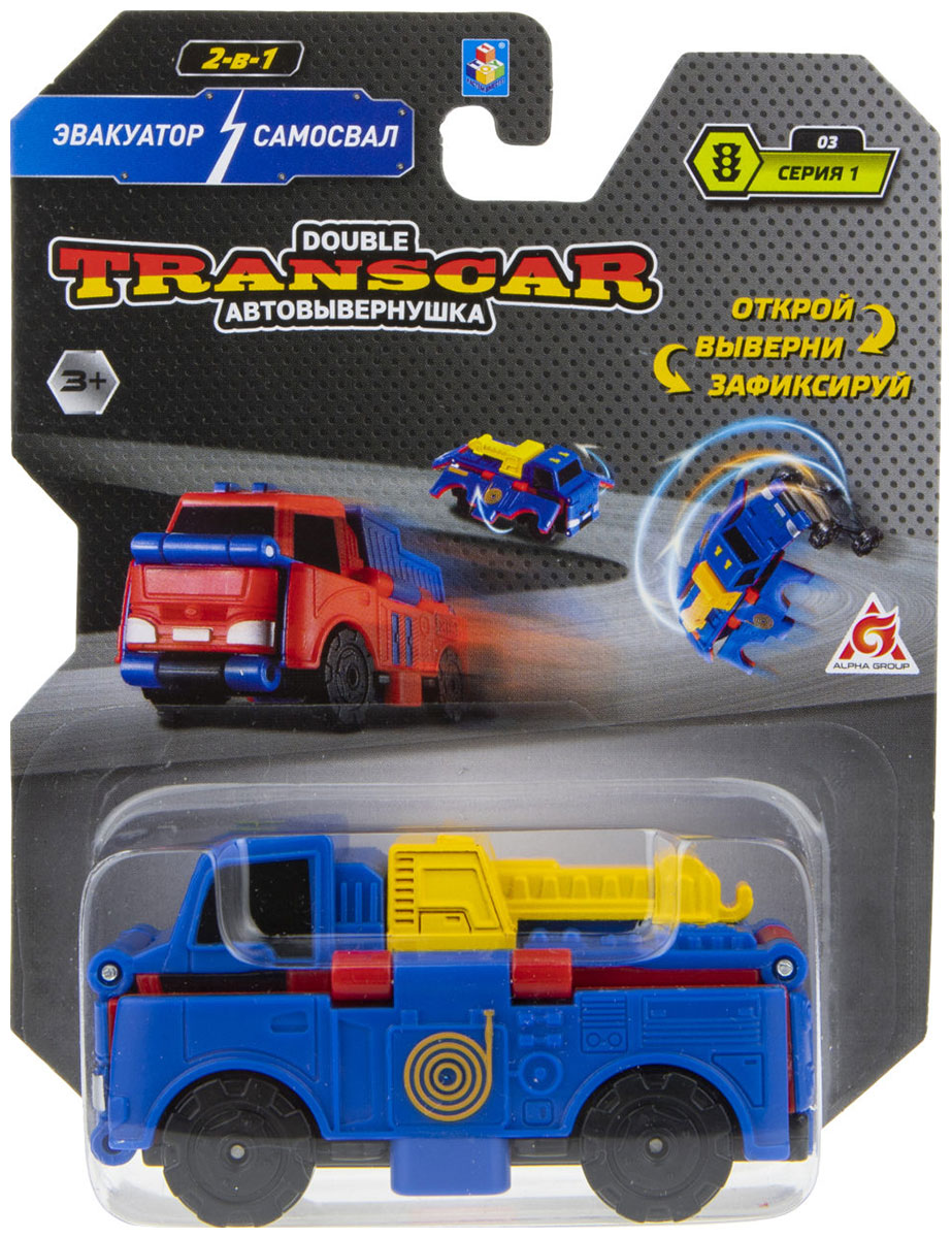 Машинка 1 Toy Transcar Double: Эвакуатор - Самосвал, 8 см, блистер машинка 1 toy transcar double такси пикап 2в1 8см