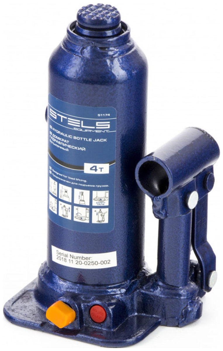 Изображение товара Домкрат гидравлический бутылочный Stels 4 т, h подъема 188-363 мм, в пласт. кейсе 51174