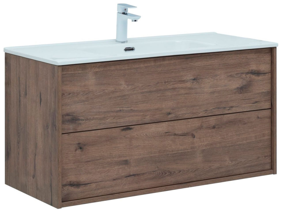 

Тумба под раковину Aquanet Lino 100 (Flat) дуб веллингтон темное дерево (00287545)