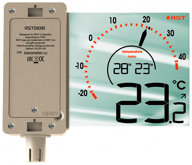Термометр с дисплеем RST RST01091 шампань/прозрачный термометр гигрометр с дисплеем rst rst01088 шампань прозрачный