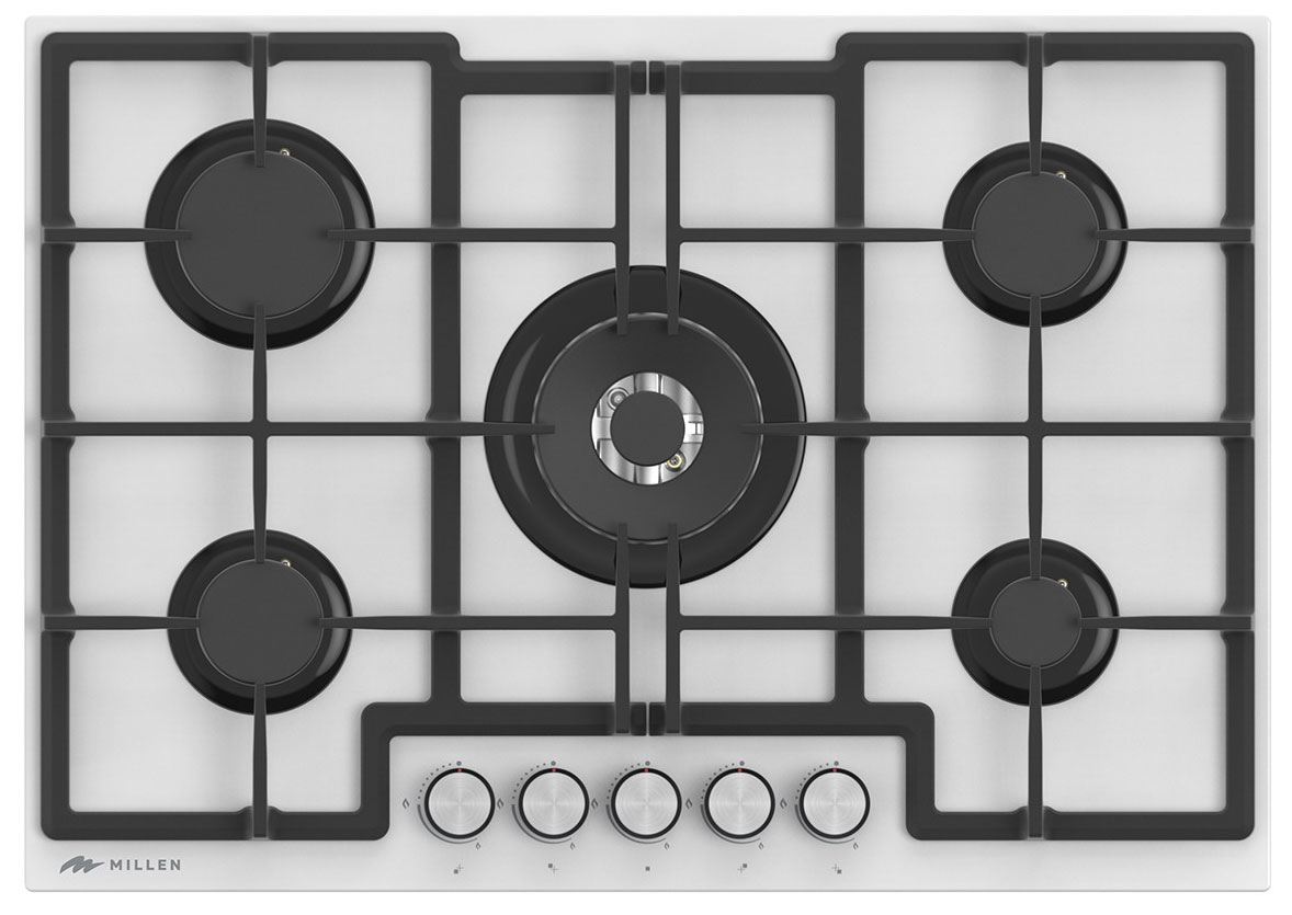 Изображение товара Газовая варочная панель Millen MGHGD 7501 WH с 5 конфорками и автоматическим электроподжигом