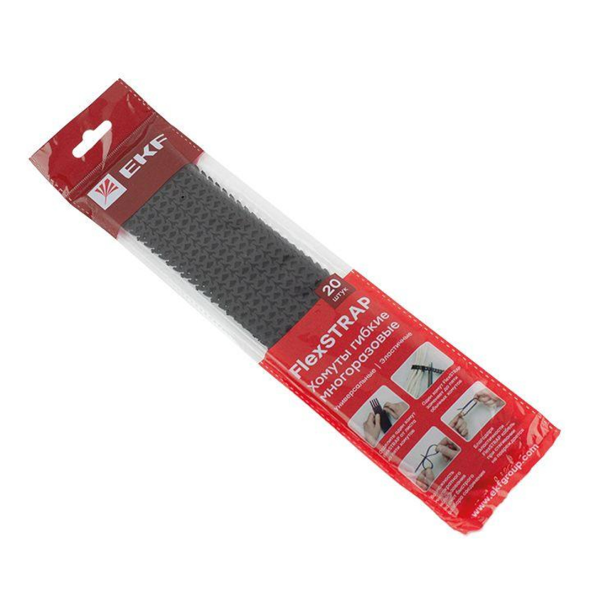 Изображение товара FlexSTRAP гибкий многоразовый хомут PROxima, 20 шт