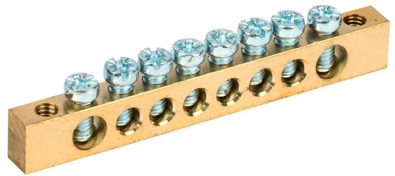 Изображение товара Изделия для электромонтажа IEK Шина PEN "земля-ноль" 6х9мм 8/2 (8групп/крепеж по краям)