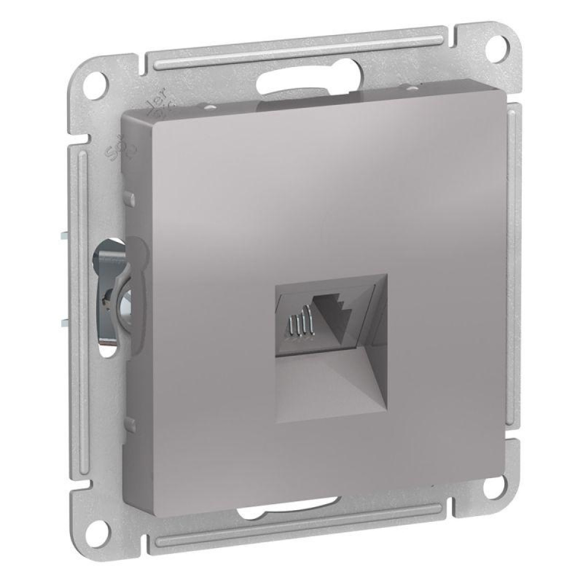 Изображение товара Рамки декоративные основания для ЭУИ AtlasDesign RJ11 алюминий 1-м СП