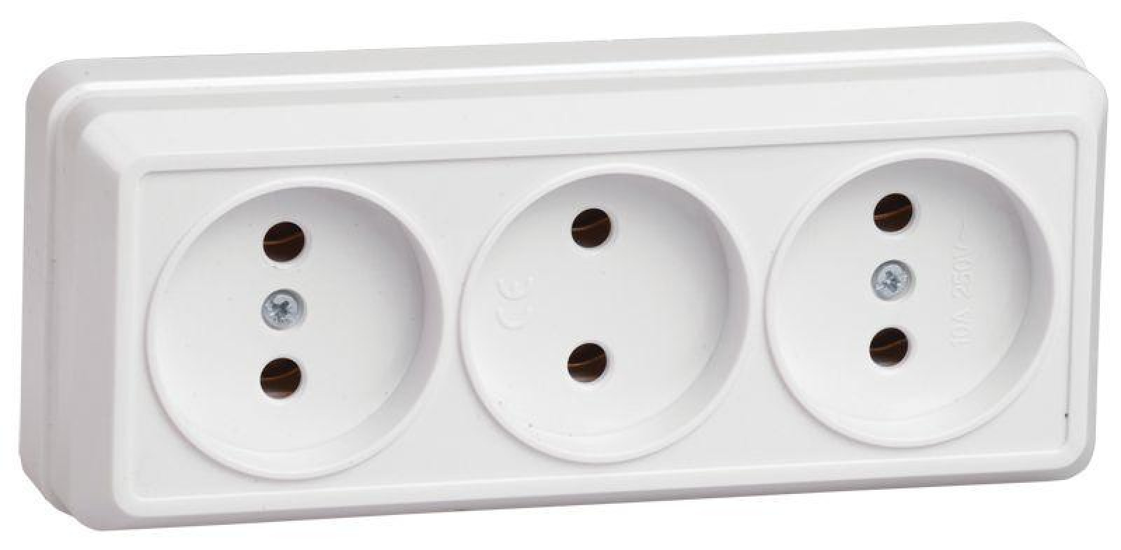 Изображение товара Розетка IEK Октава 10А IP20 3 гнезда без заземления белая