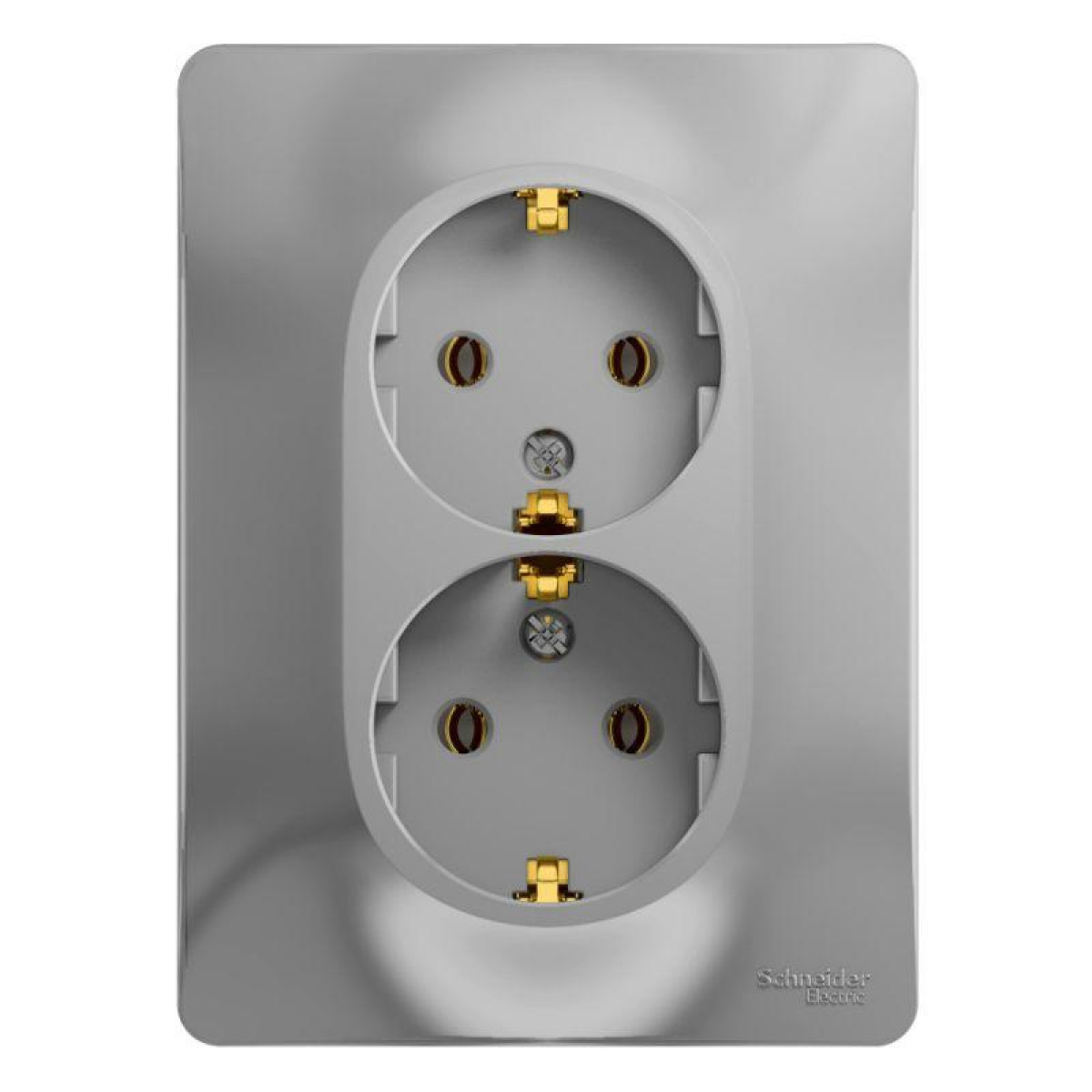 Изображение товара Розетки Systeme Electric Розетка 2-м СП Glossa 16А IP20 с заземл. в сборе алюм. SE