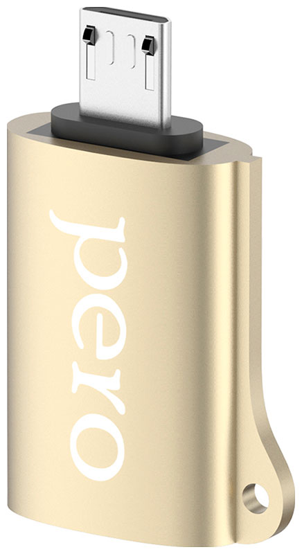 Адаптер Pero AD02 OTG MICRO USB TO USB 2.0 золотой цена и фото