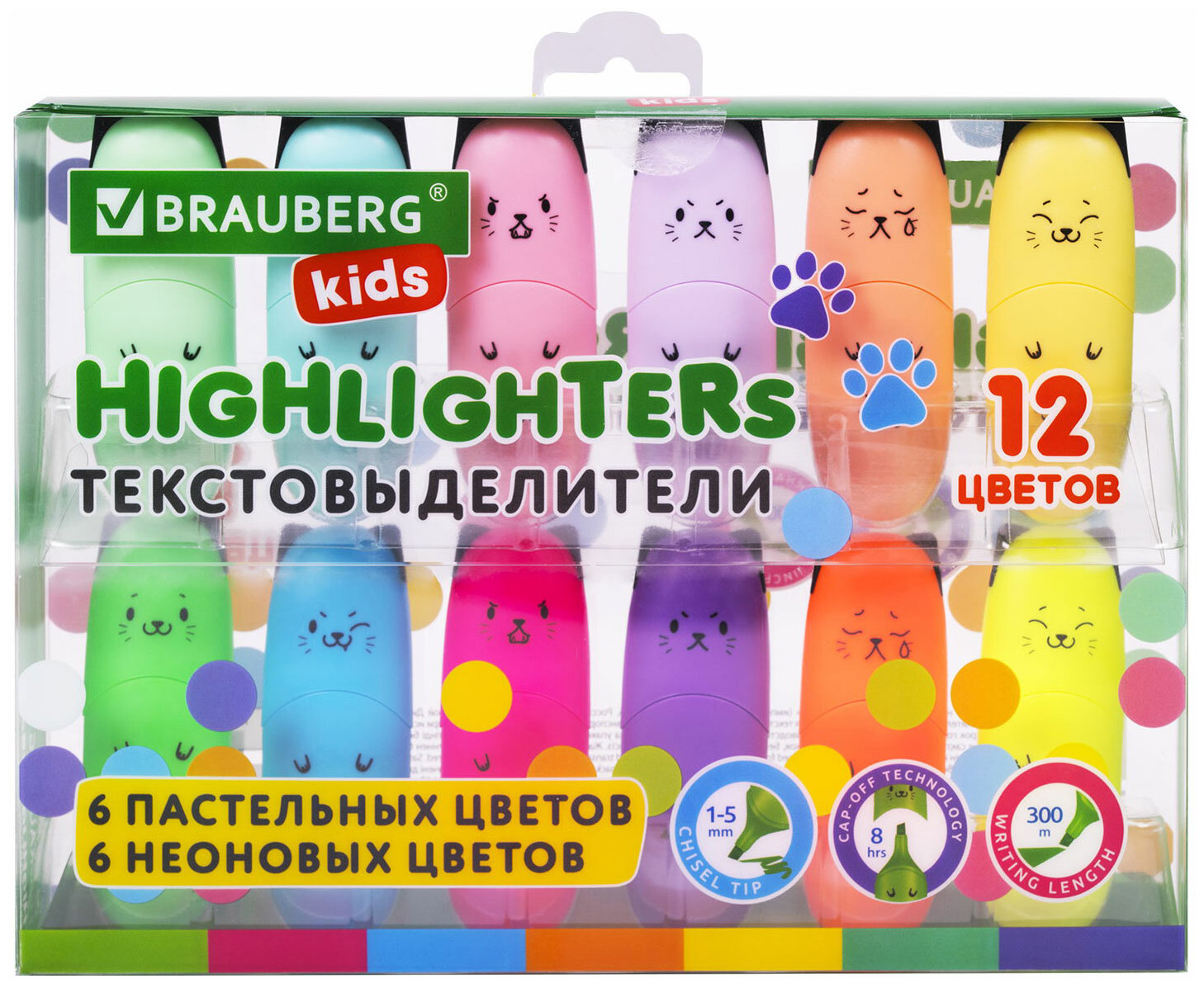 Изображение товара Набор мини текстовыделителей Brauberg KIDS "CUTE CATS" 12 цветов, линия 1-5 мм (152437) Изображение товара Набор мини текстовыделителей Brauberg KIDS "CUTE CATS" 12 цветов, линия 1-5 мм (152437)