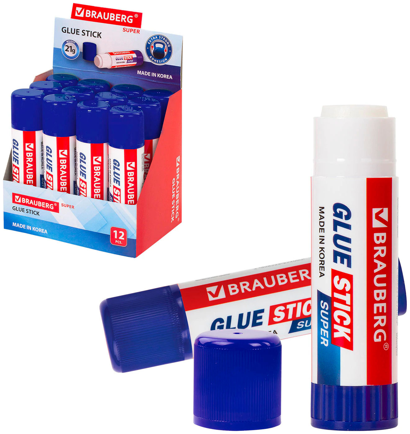 Изображение товара Клей-карандаш Brauberg УСИЛЕННЫЙ, SUPER, 21 г, ВЫГОДНАЯ УПАКОВКА, КОМПЛЕКТ 12 шт., ЮЖНАЯ КОРЕЯ (880233)