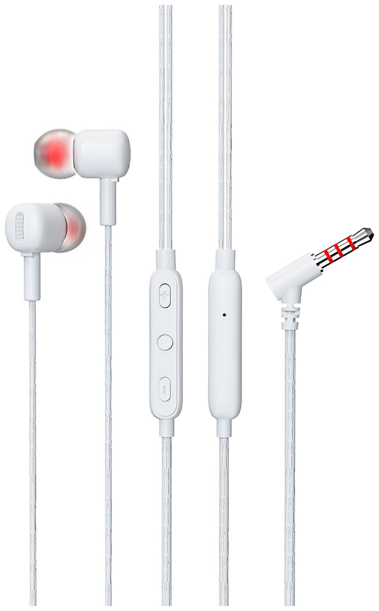 Изображение товара Стереогарнитура Pero EP16 белая вставные наушники с микрофоном 1.1 м