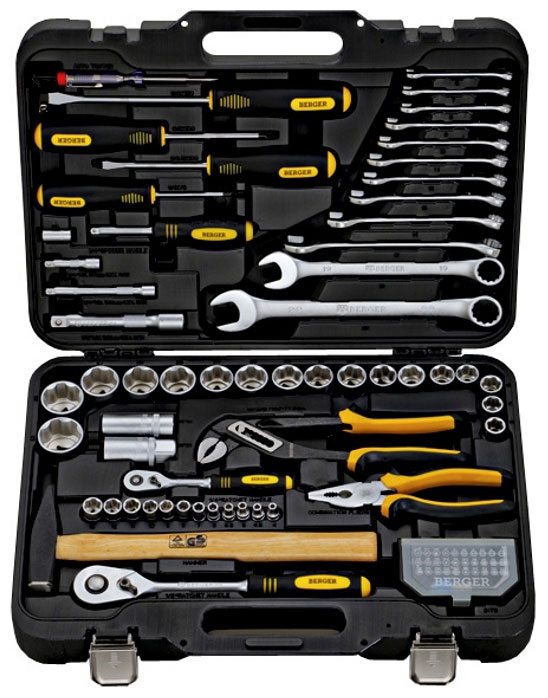 Изображение товара Универсальный набор инструментов Berger BG089-1214 89 предметов хромованадиевая сталь
