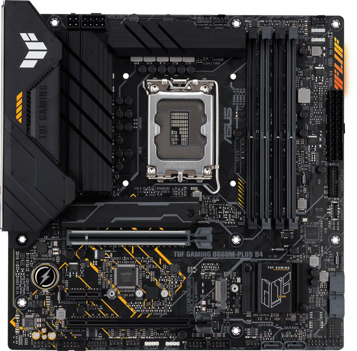 Изображение товара Материнская плата Asus TUF GAMING B660M-PLUS D4 LGA1700 MicroATX DDR4