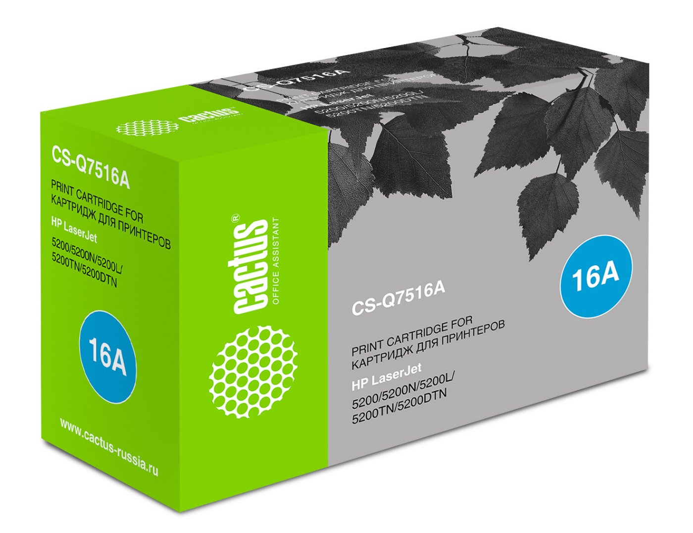 Изображение товара Лазерный картридж Cactus CS-Q7516A черный для HP 5200 принтеров 12000 страниц