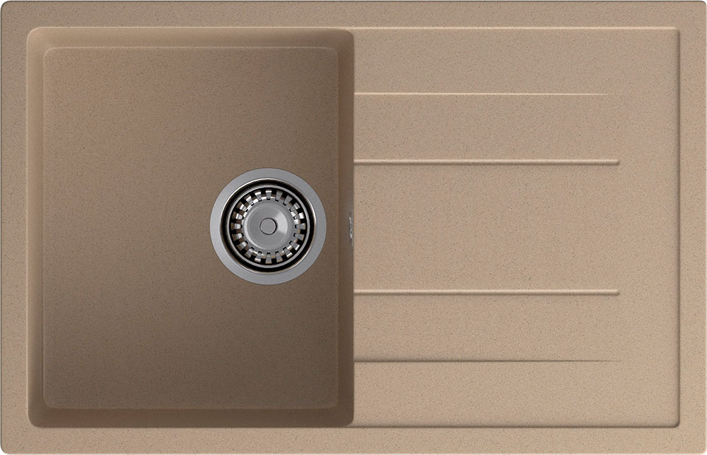 

Кухонная мойка GranFest QUADRO 780L, 1-чаша+крыло, 770x495 мм, песочный (Q-780L песочный)