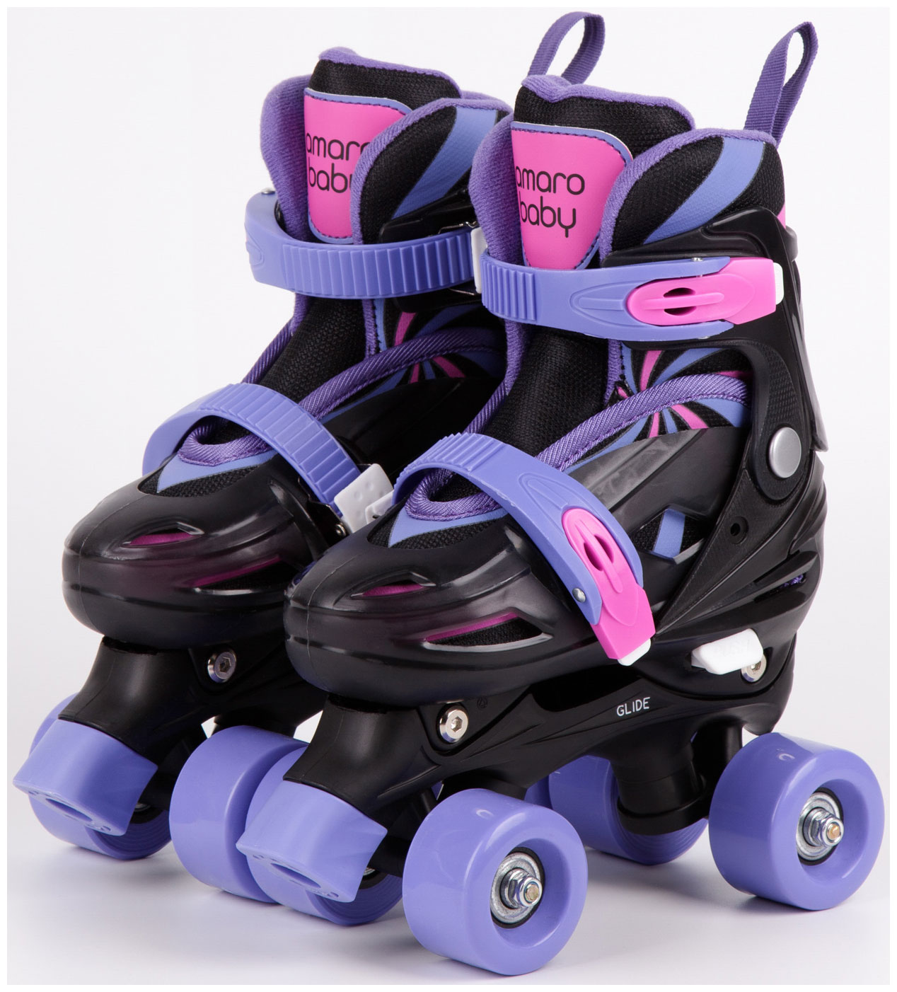 Изображение товара Ролики раздвижные Amarobaby Dream, черный/фиолетовый/розовый, размер 33-36 (AB23-35DR/092206-33)