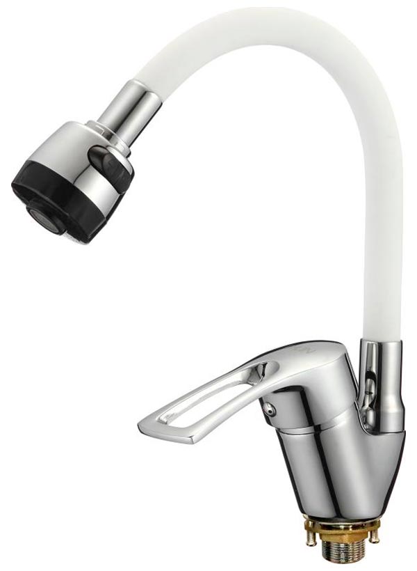 

Смеситель для кухни с гибким изливом D-Lin хром/белый (D150422-3T)