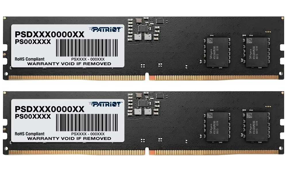 

Оперативная память Patriot Memory DDR5 32GB (2x16GB) 5600MHz Signature (PSD532G5600K), Черный
