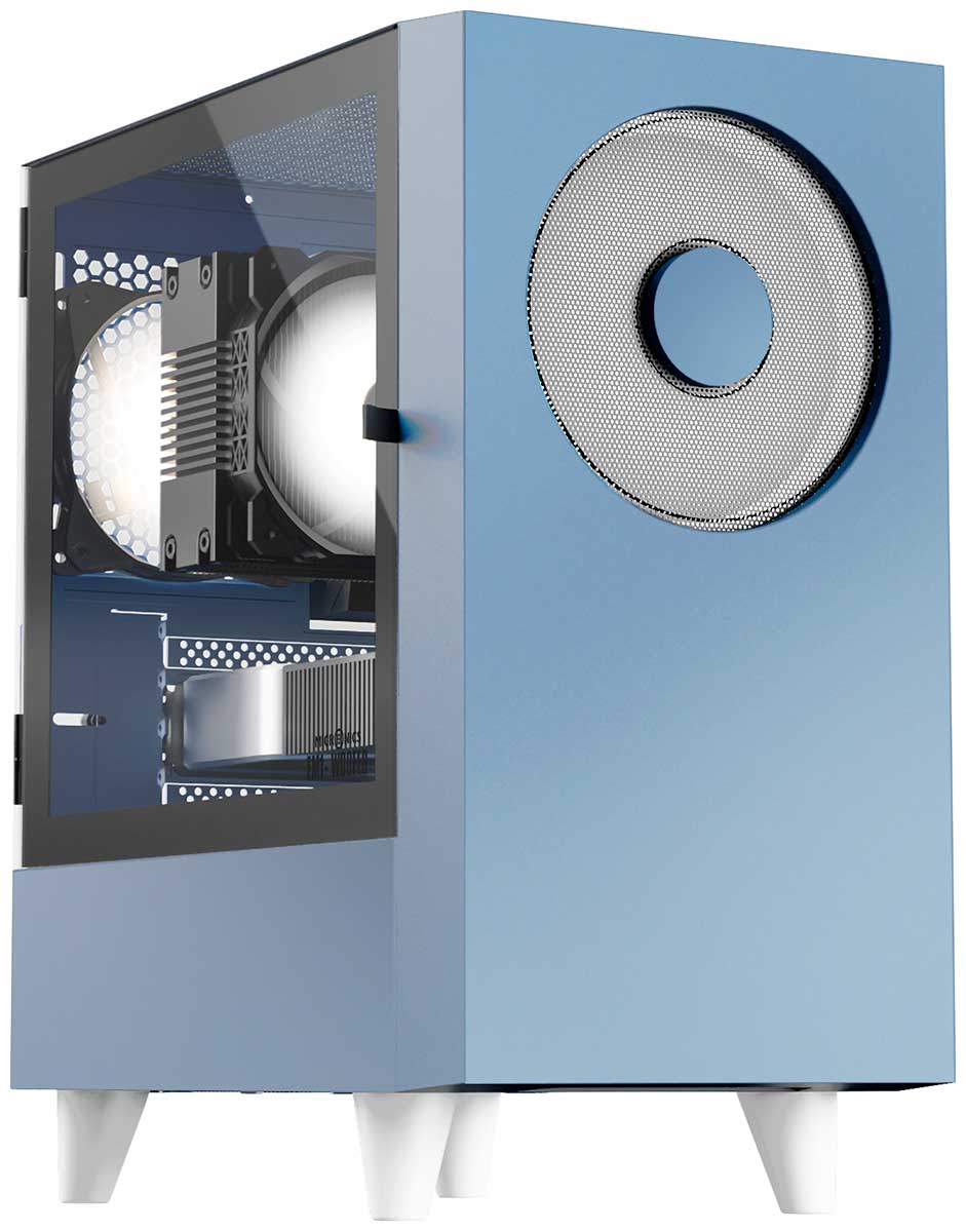 Изображение товара Компьютерный корпус Wizmax EM1 Woofer Blue с закаленным стеклом и подсветкой