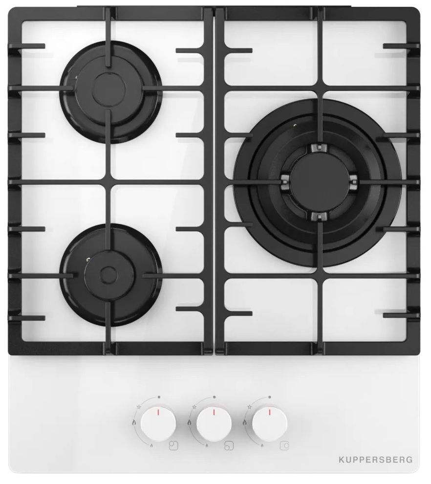 Изображение товара Газовая варочная панель Kuppersberg FG 46 W с 3 конфорками стеклянная белая