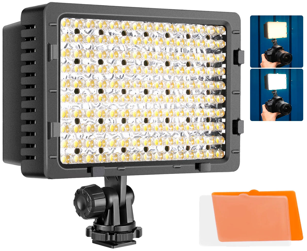 Изображение товара Портативный видеосвет Neewer CN-160 с регулируемой яркостью и фильтрами