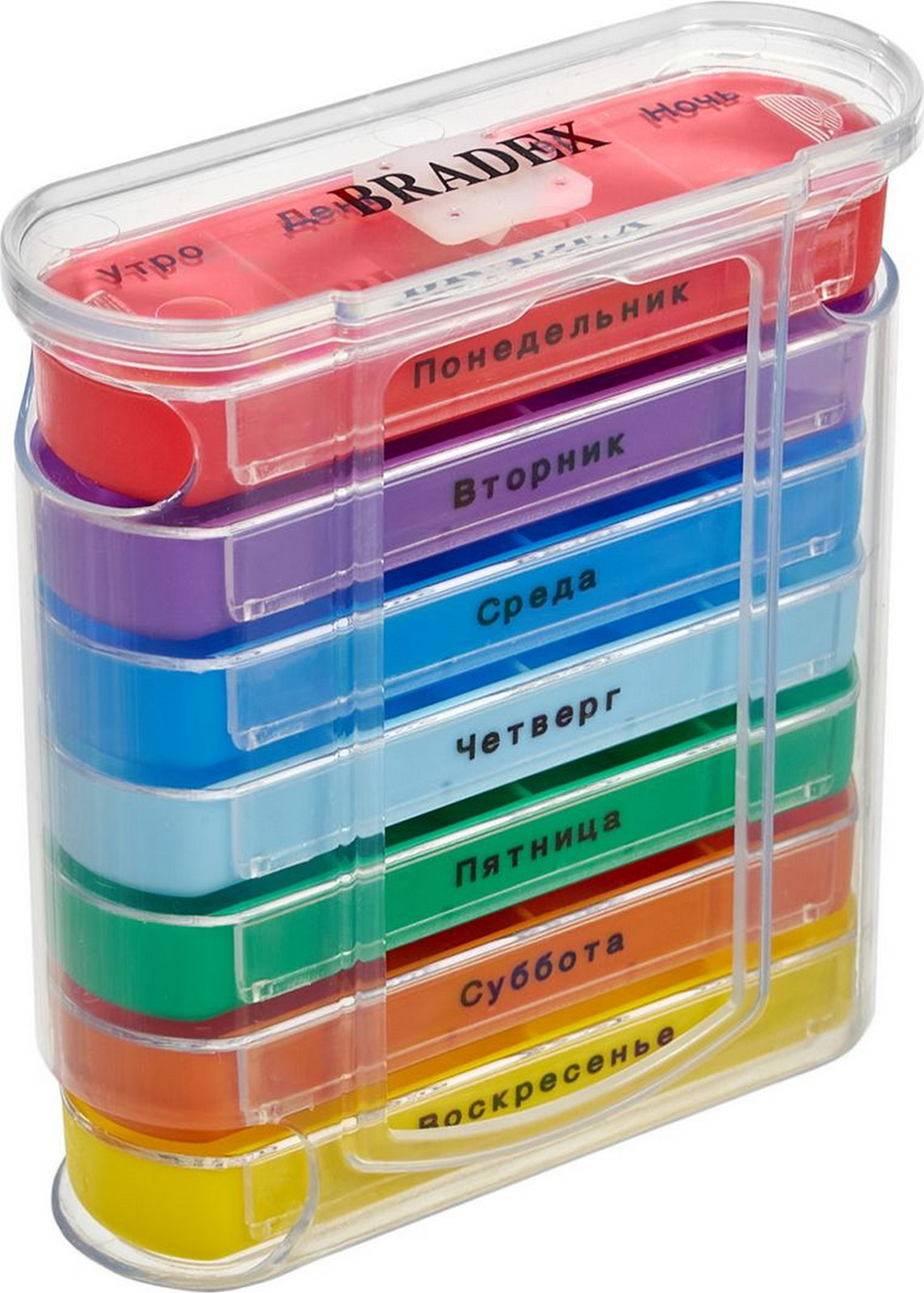 

Контейнер для таблеток Bradex НЕДЕЛЬКА, мультиколор (KZ 1920)