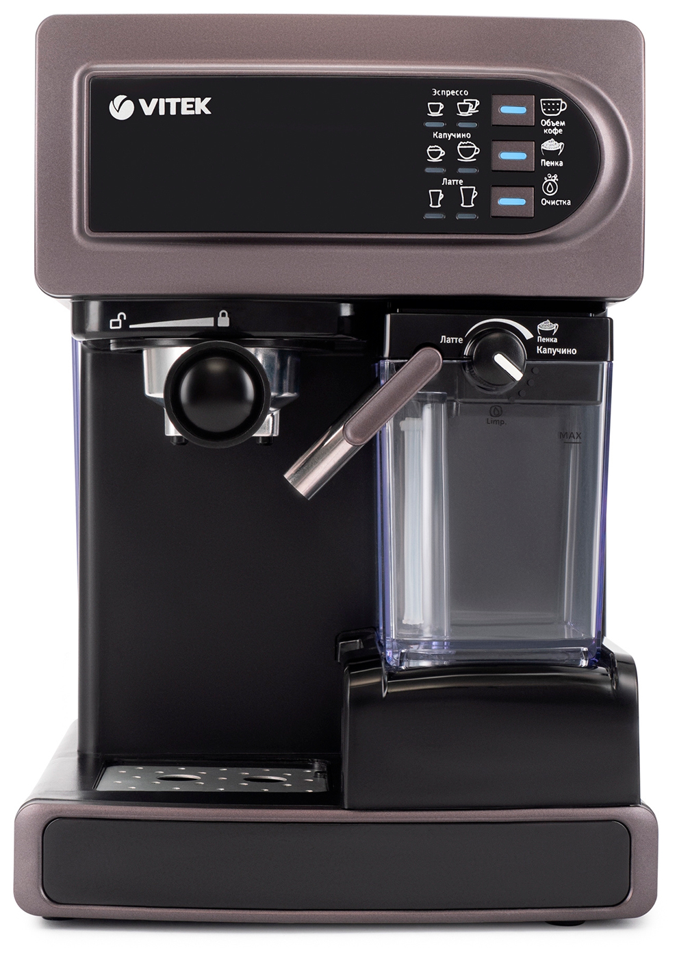 Изображение товара Рожковая кофеварка Vitek VT-1517 VT с автоматическим капучинатором 1238 Вт Фиолетовая